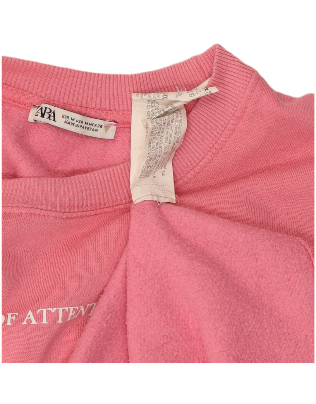 ZARA Womens Graphic Sweatshirt Jumper UK 14 Coton Rose Moyen
