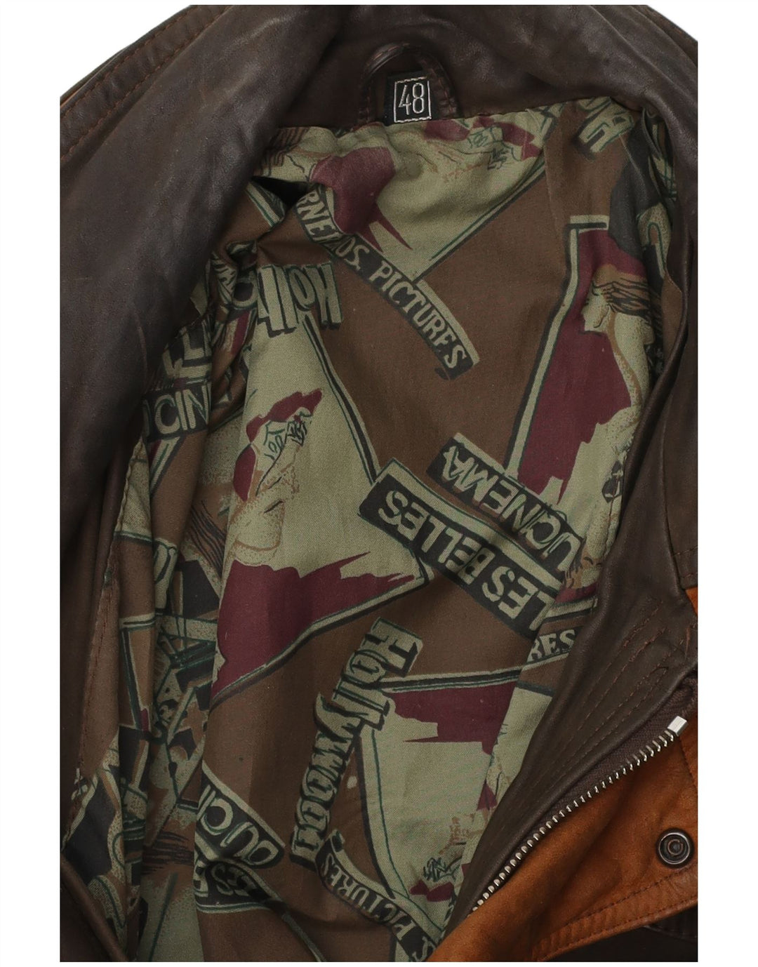 VINTAGE Veste en Cuir Homme IT 48 Marron Moyen