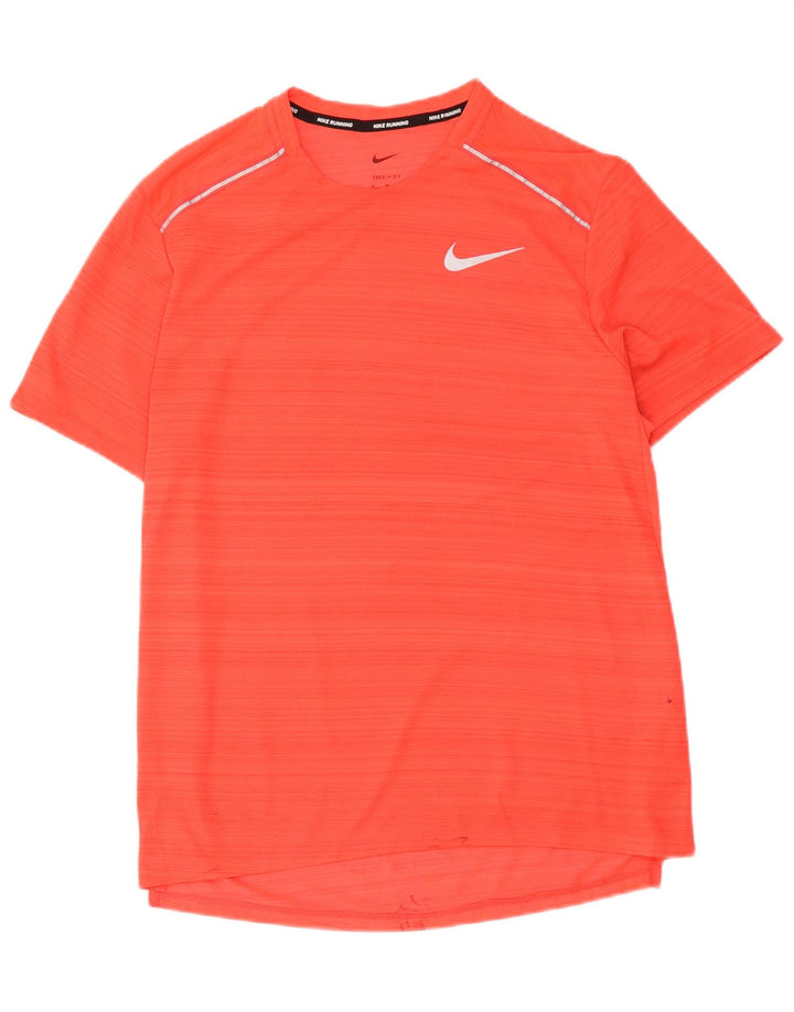 Nike Hommes Dri Fit T-Shirt Haut Rouge Moyen Rayé Polyester