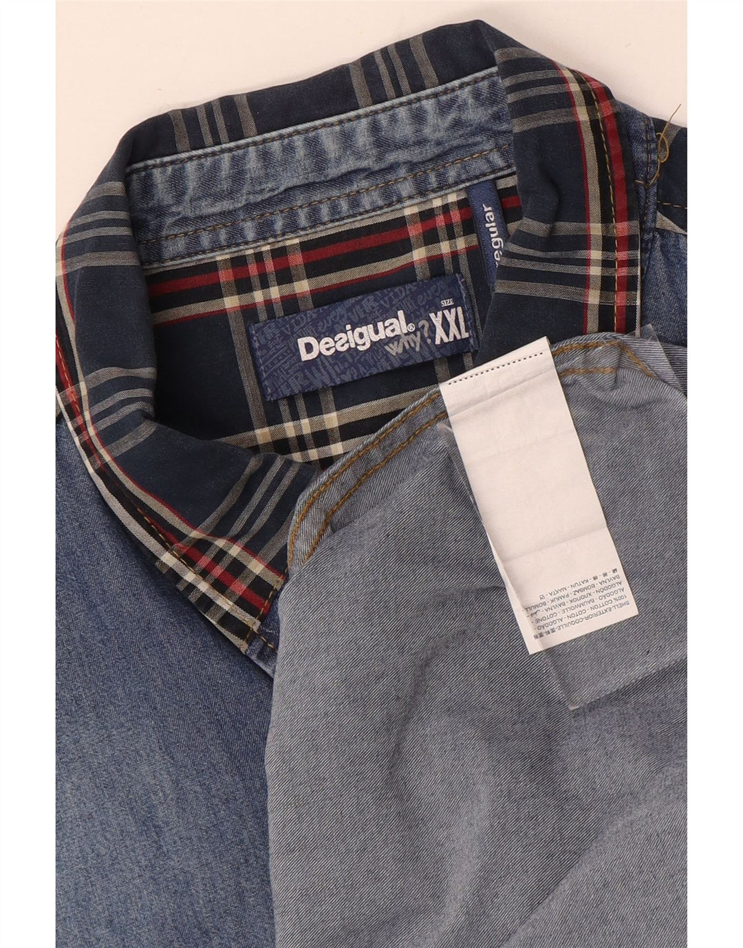 Desigual Chemise en jean coupe régulière pour homme 2XL Bleu Patchwork Coton