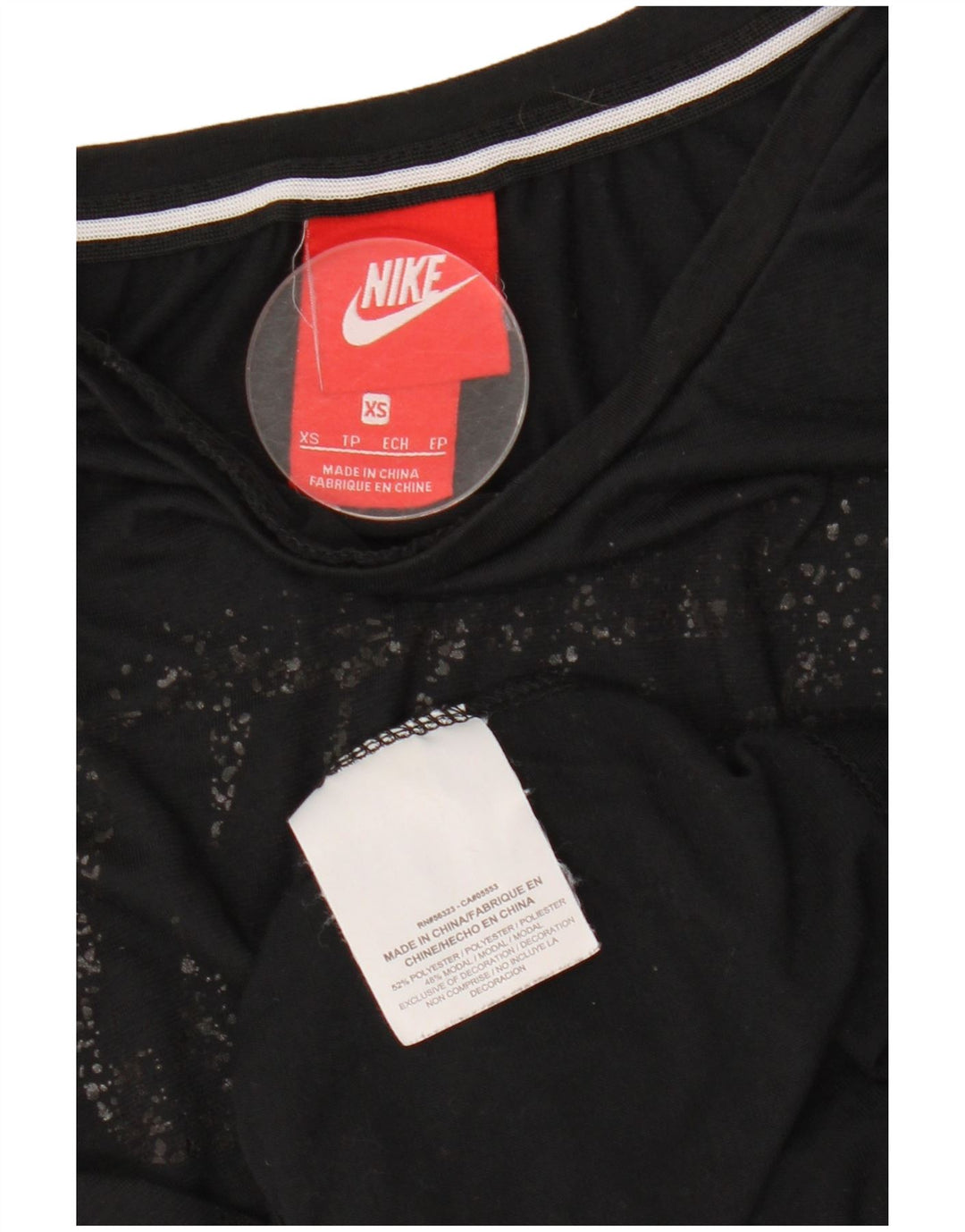 NIKE T-shirt graphique pour femme UK 6 XS Noir Polyester