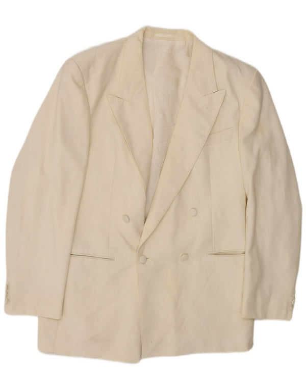 St Michael Veste blazer longue à double boutonnage pour homme UK 42 Large Blanc