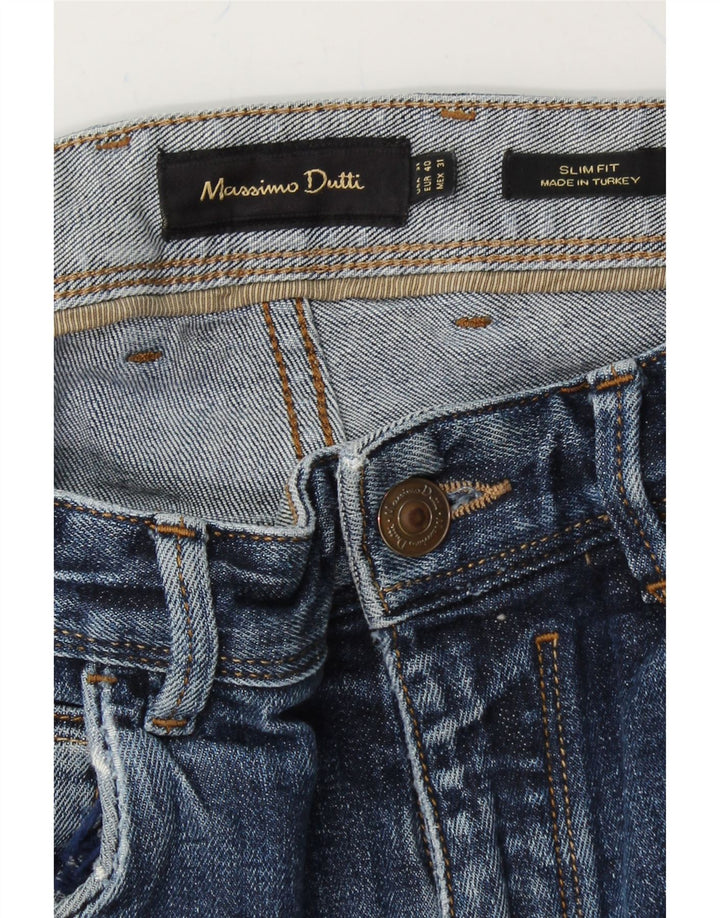 MASSIMO DUTTI Mens Distressed Slim Jeans EU 40 Medium W32 L30 Blue Cotton Vintage Massimo Dutti and Second-Hand Massimo Dutti from Messina Hembry 