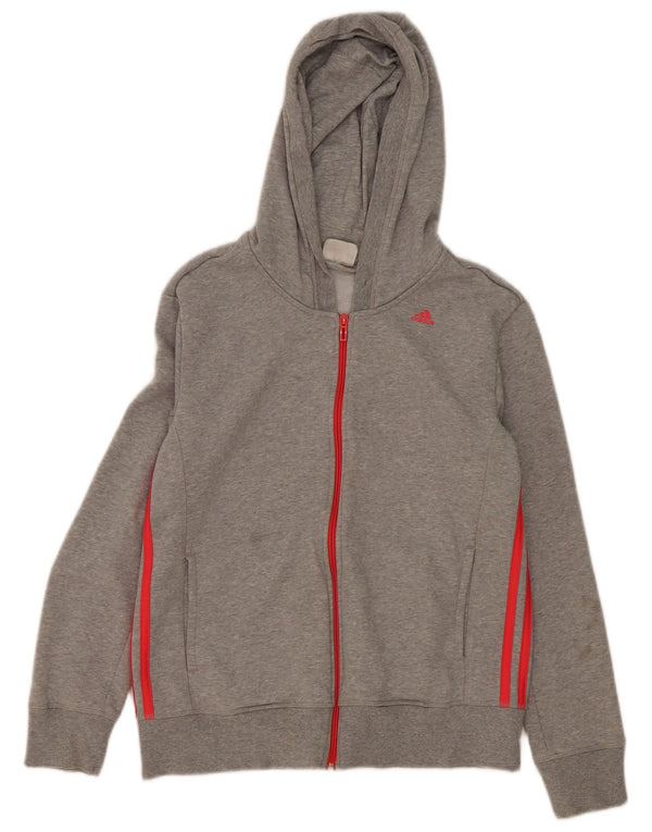 Adidas Climalite Zip Hoodie Sweater UK 16/18 Grand Gris Moucheté