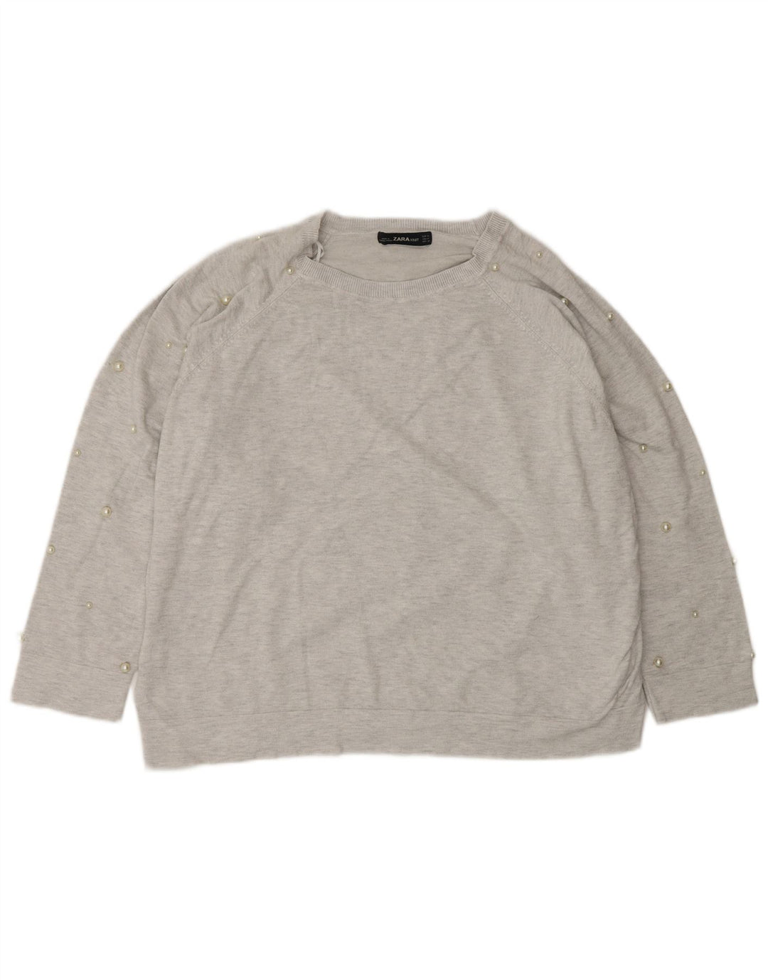 ZARA Pull surdimensionné à col bateau pour femme UK 14 Gris moyen