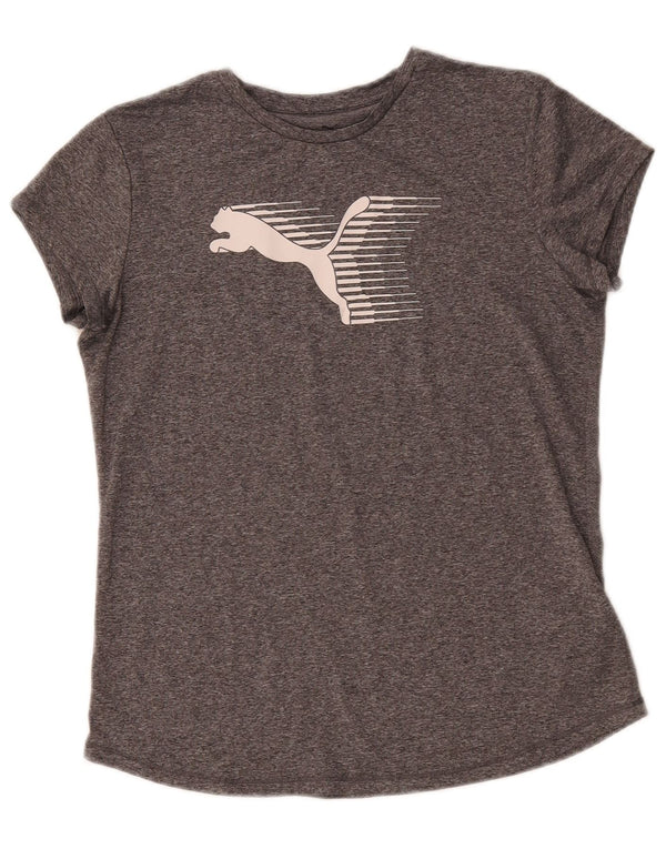Puma T-shirt graphique pour femme UK 44 Polyester moucheté gris moyen