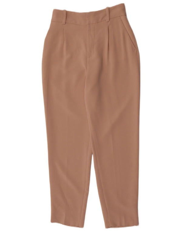 Zara Pantalon décontracté taille haute fuselé pour femme Petit W26 L28 Beige