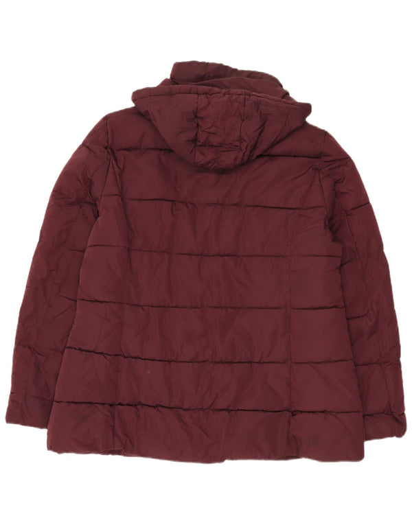 Tommy Hilfiger Veste matelassée à capuche pour femme UK 16 Large Bordeaux Polyester