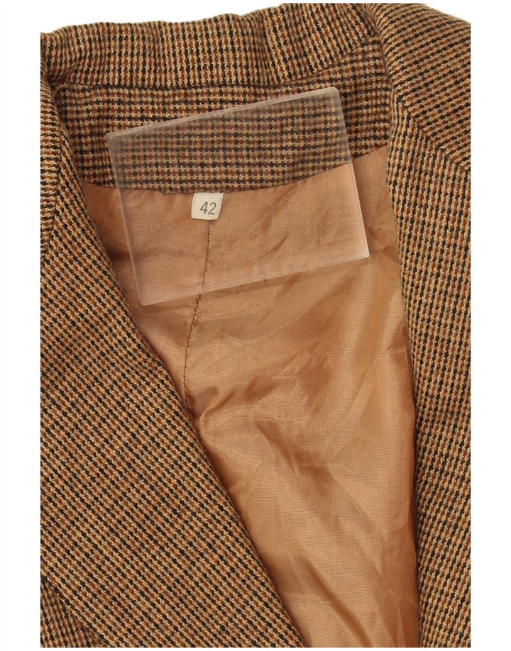 vintage Femme 2 Bouton Blazer Veste IT 42 Pied-de-poule Brun Moyen