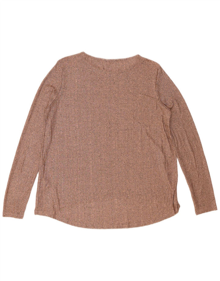 Zara Femme Top Manches Longues UK 16 Large Marron Polyester