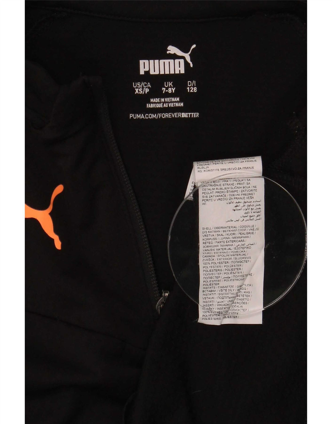 Puma Haut de survêtement à col zippé pour garçon 7-8 ans Noir Polyester