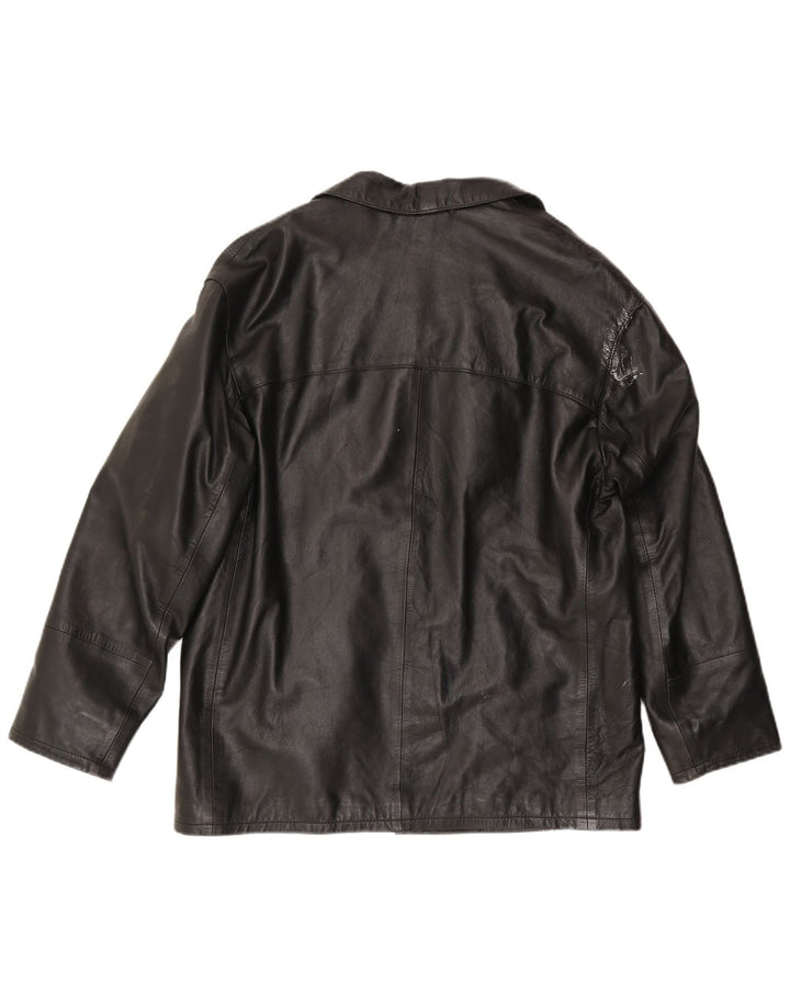 Conbipel Veste Blazer En Cuir 4 Boutons Homme IT 48 Cuir Noir Moyen