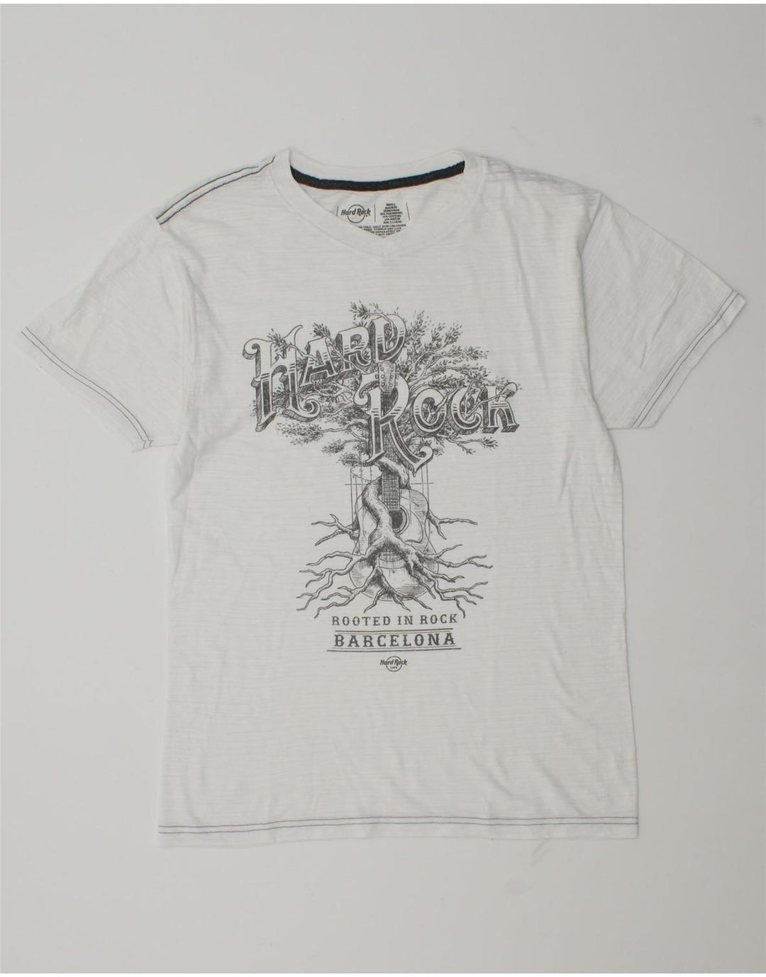Hard Rock Cafe Hommes Barcelone T-Shirt Graphique Haut Petit Polyester Blanc
