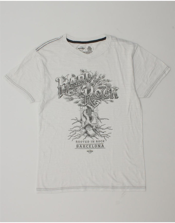 Hard Rock Cafe Hommes Barcelone T-Shirt Graphique Haut Petit Polyester Blanc