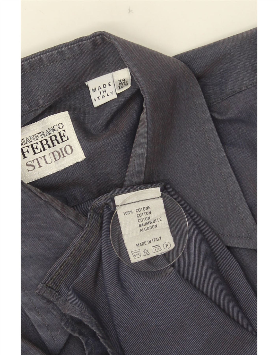 Gianfranco Ferre Chemise Homme Taille 39 15 1/2 Coton Bleu Marine Moyen