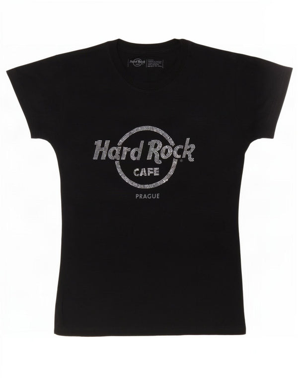 Hard Rock Cafe Prague T-shirt graphique pour femme UK 10 Petit Bleu marine
