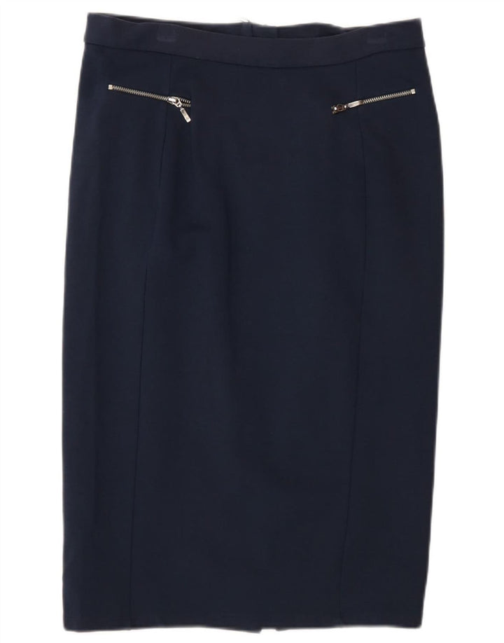 Marks & Spencer Jupe mi-longue pour femme UK 12 Medium W30 Bleu marine Polyamide
