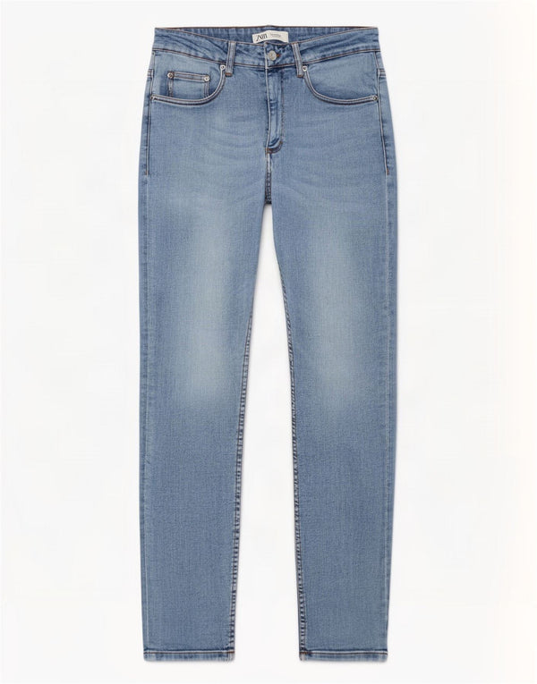 Zara Mens High Waist Skinny Jeans EU 40 Medium W31 L30 Blue Cotton