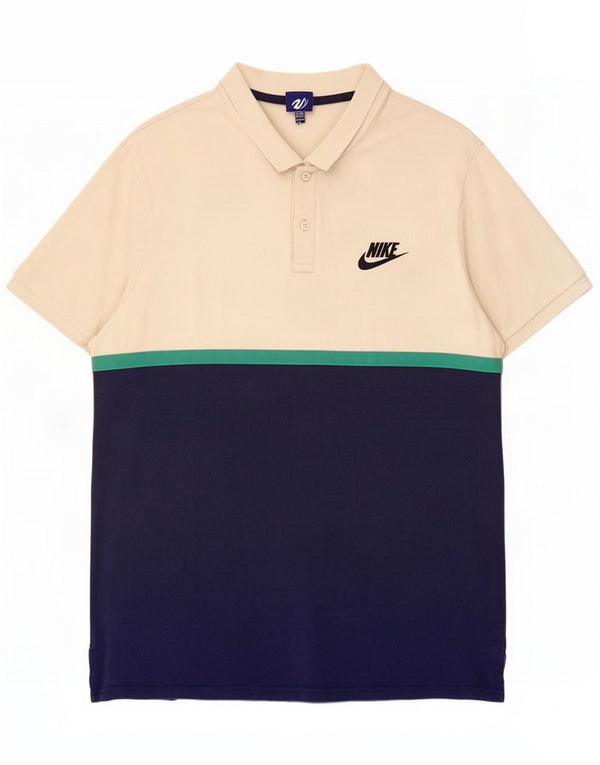 Nike Polo pour homme 2XL en coton color block blanc cassé