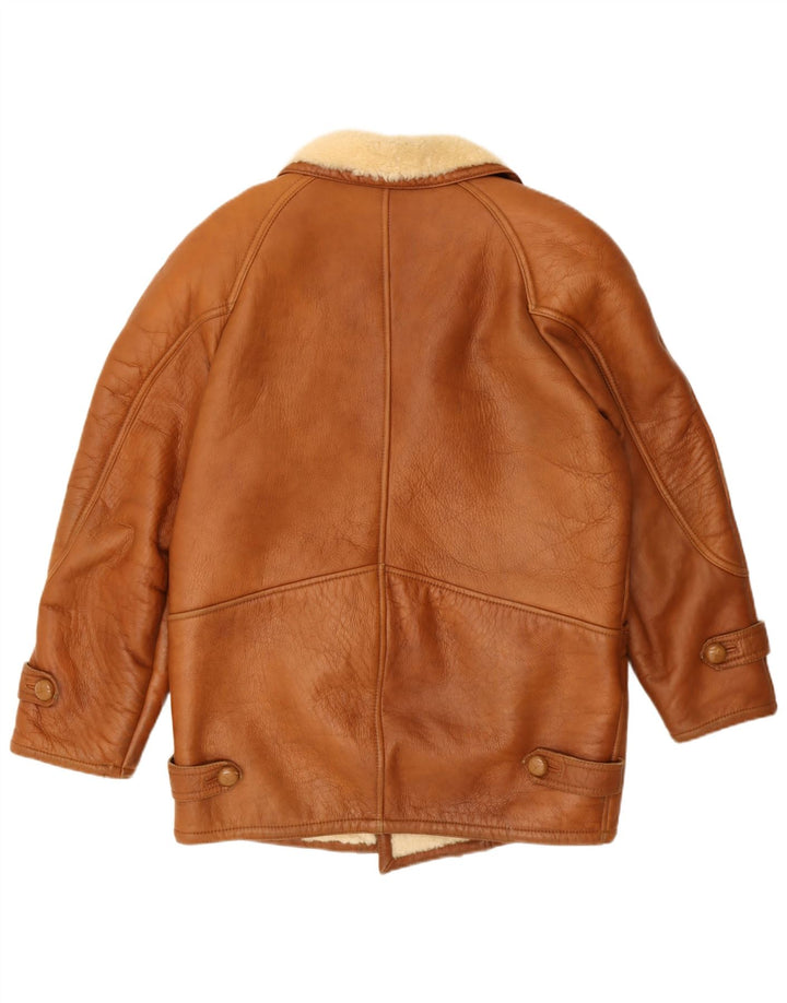veste en peau de mouton homme vintage UK 42 XL Marron
