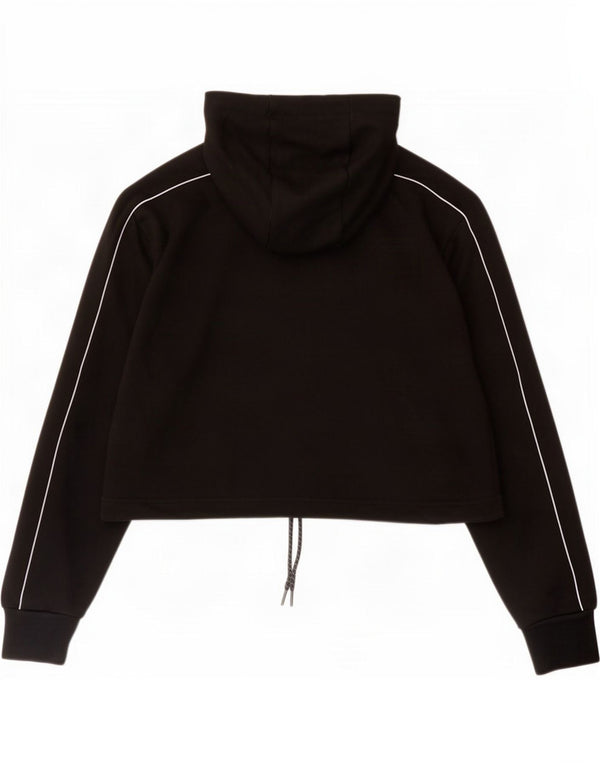 Ellesse Pull à capuche court graphique pour femme UK 12 en coton noir moyen