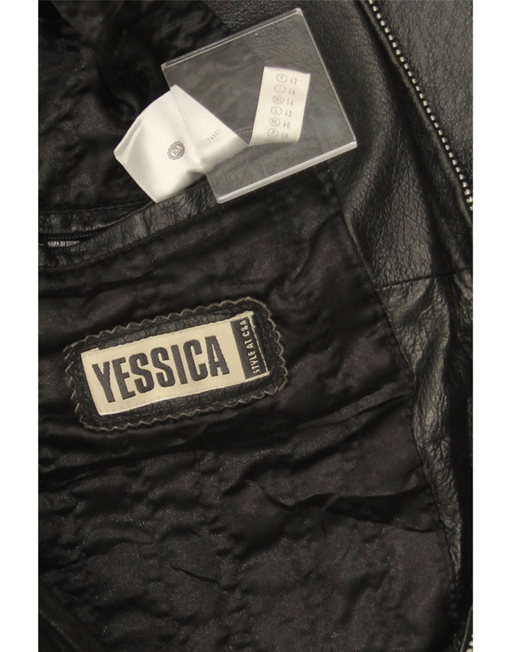 YESSICA Veste en cuir pour femme UK 14 Large Noir