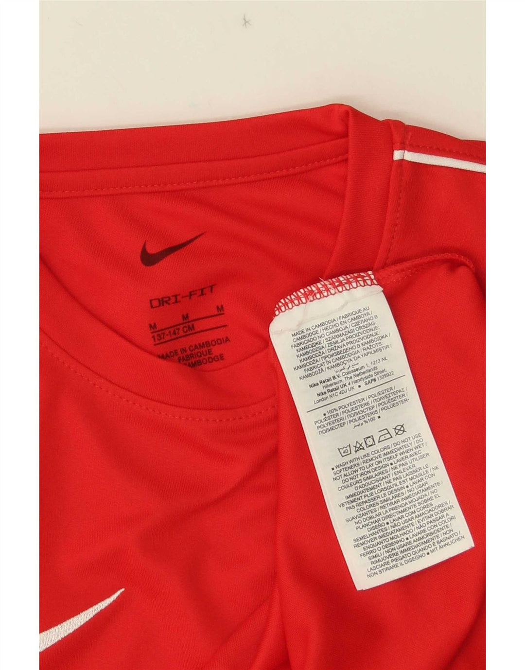 Nike Garçon Dri Fit T-Shirt Top 10-11 ans Rouge Moyen Polyester