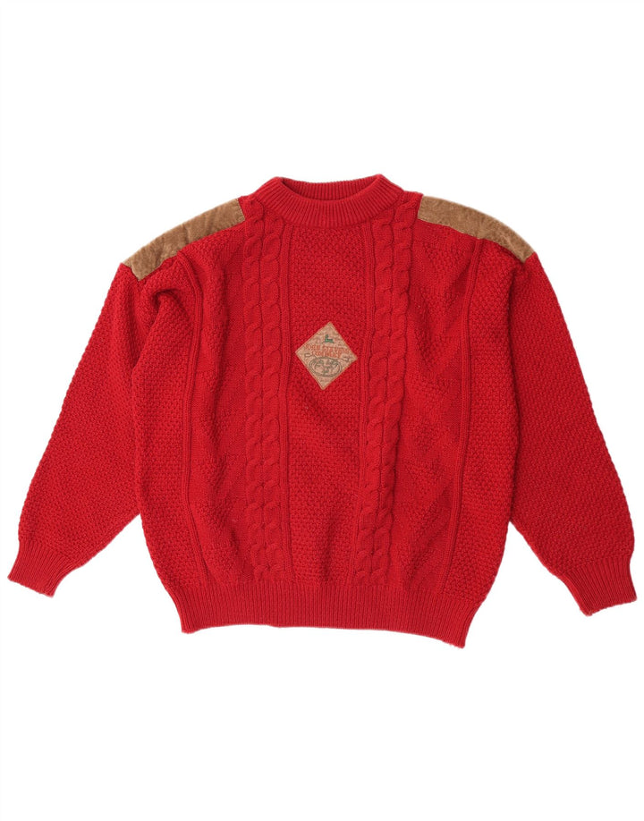 vintage Mens Crew Neck Jumper Pull XL Rouge