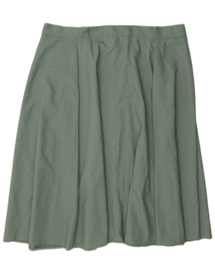 vintage Femmes Jupe Plissée Régulière W40 2XL Vert Polyester