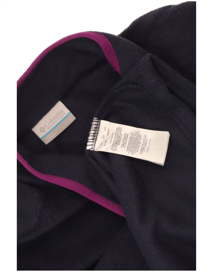 Columbia Pull polaire à col boutonné pour femme UK 16 Large Bleu marine Polyester