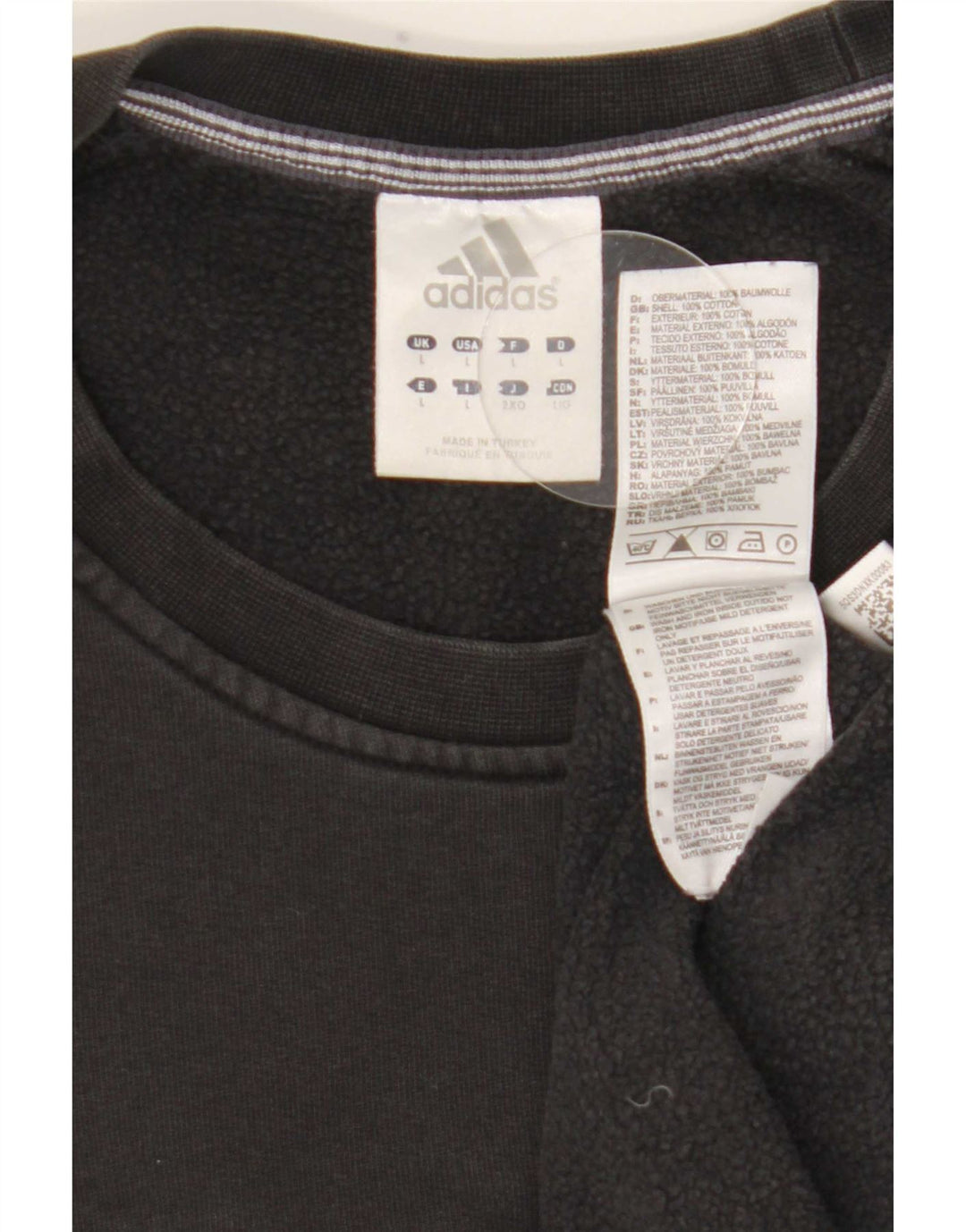 Adidas Sweat-shirt graphique pour homme en coton noir Taille L