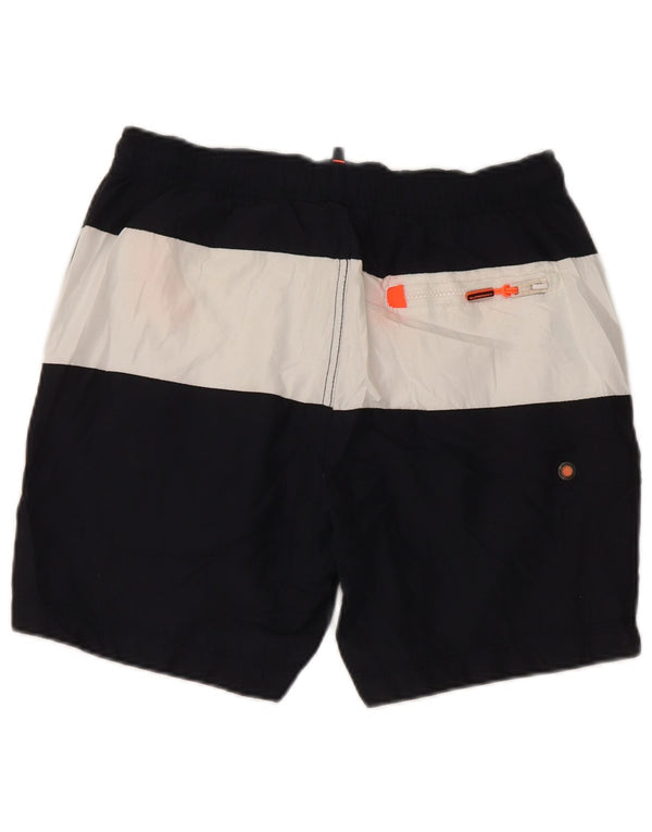 Superdry Mens Graphic Swimming Shorts Small Navy Blue Colourblock