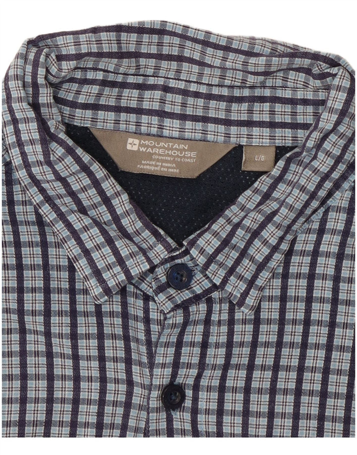 Mountain Warehouse Chemise à manches courtes pour homme à carreaux bleus