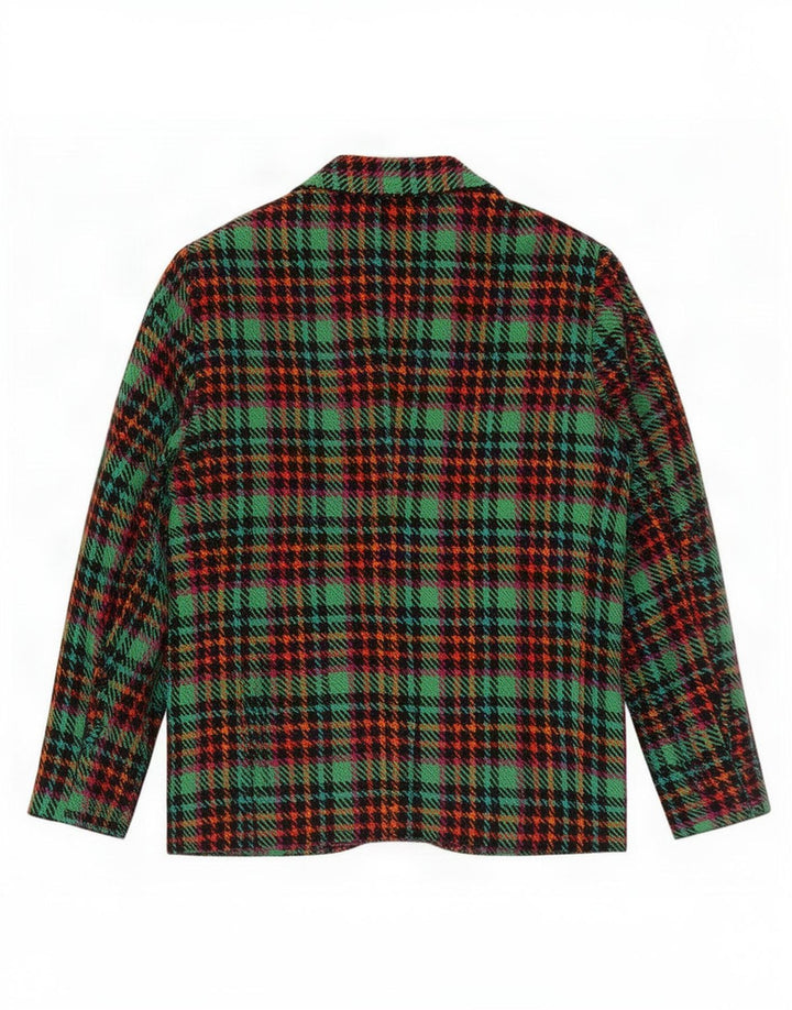 vintage Femme 3 Bouton Blazer Veste UK 16 Grand Plaid Multicolore