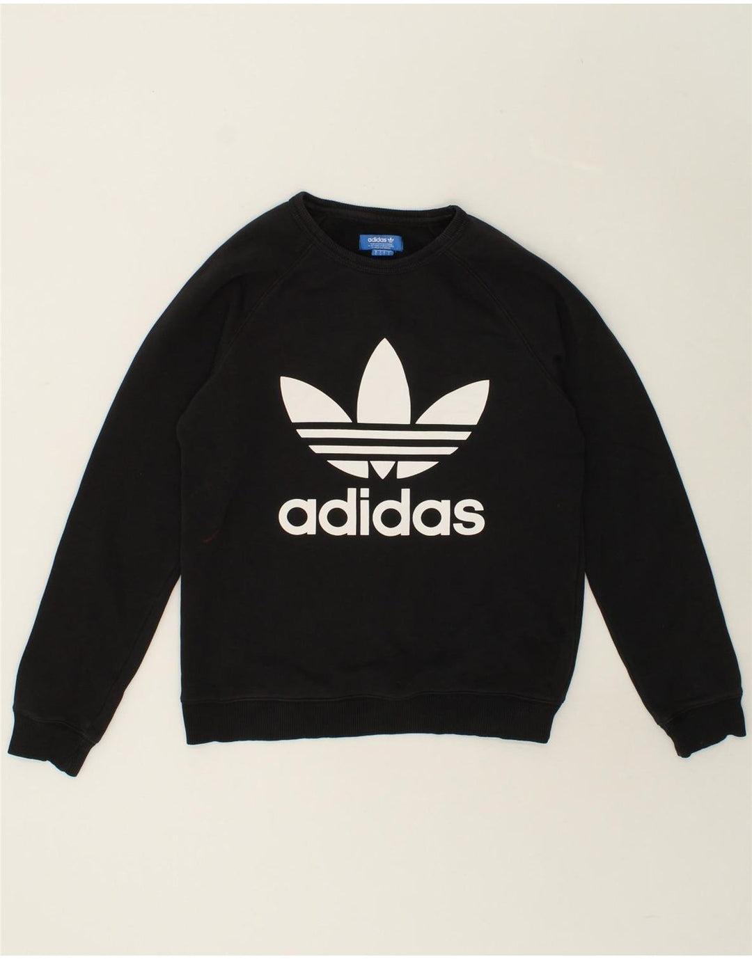 ADIDAS Mens Graphic Sweatshirt Jumper Small Black Cotton Vintage Adidas and Second-Hand Adidas from Messina Hembry 