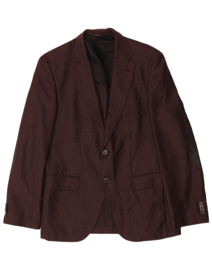 Hugo Boss Veste blazer à 2 boutons pour homme EU 48 Laine bordeaux moyen