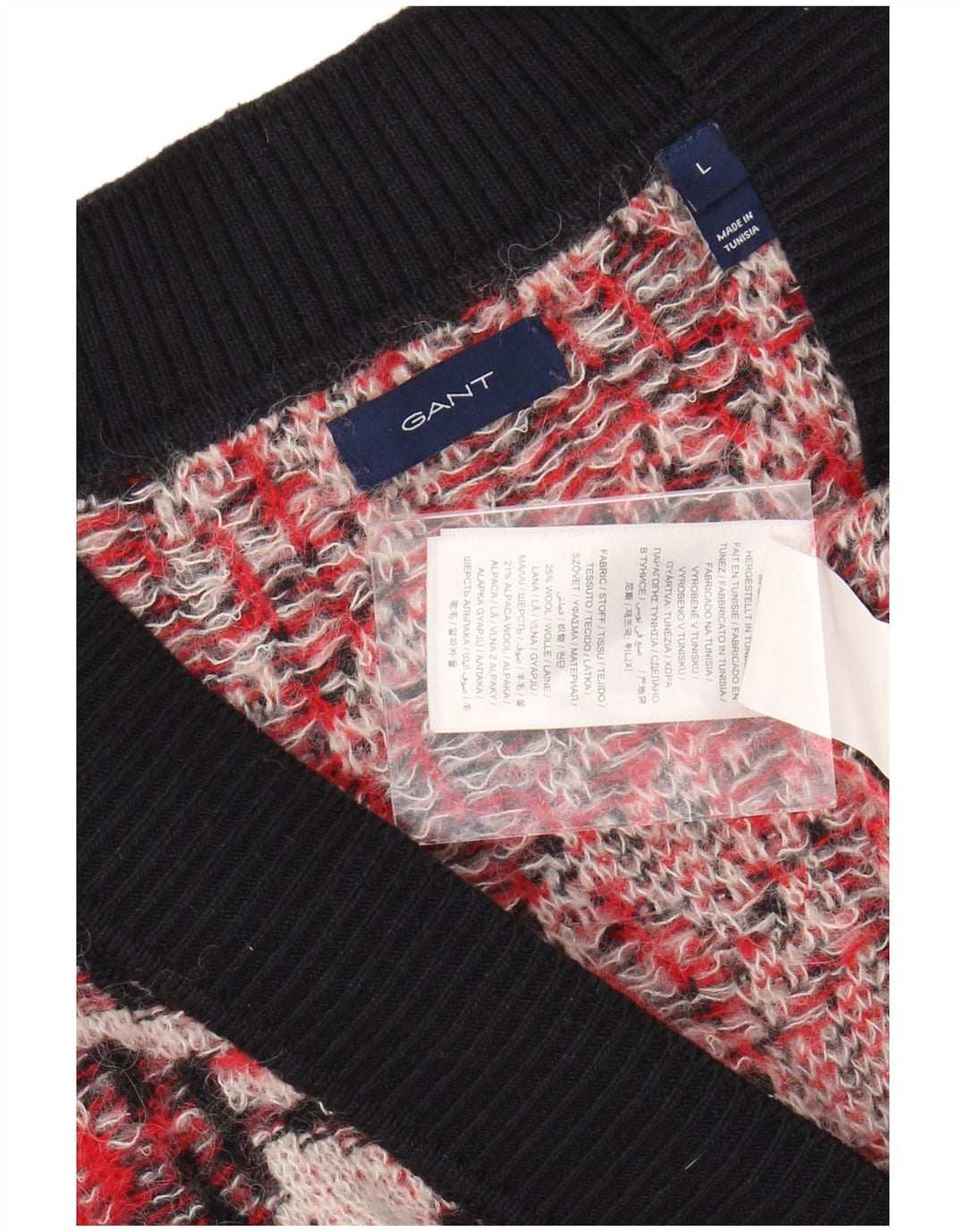 GANT Pull surdimensionné à col en V pour femme UK 16 Grand pied-de-poule rouge