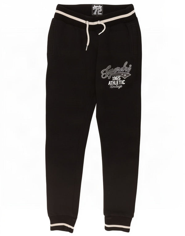 Superdry Pantalon de survêtement graphique pour femme Joggers UK 8 Small Noir Coton