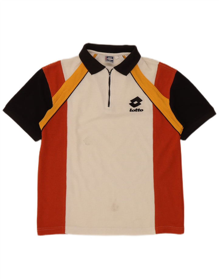 LOTTO Polo Homme UK 36/38 Petit Blanc Colorblock Polyester