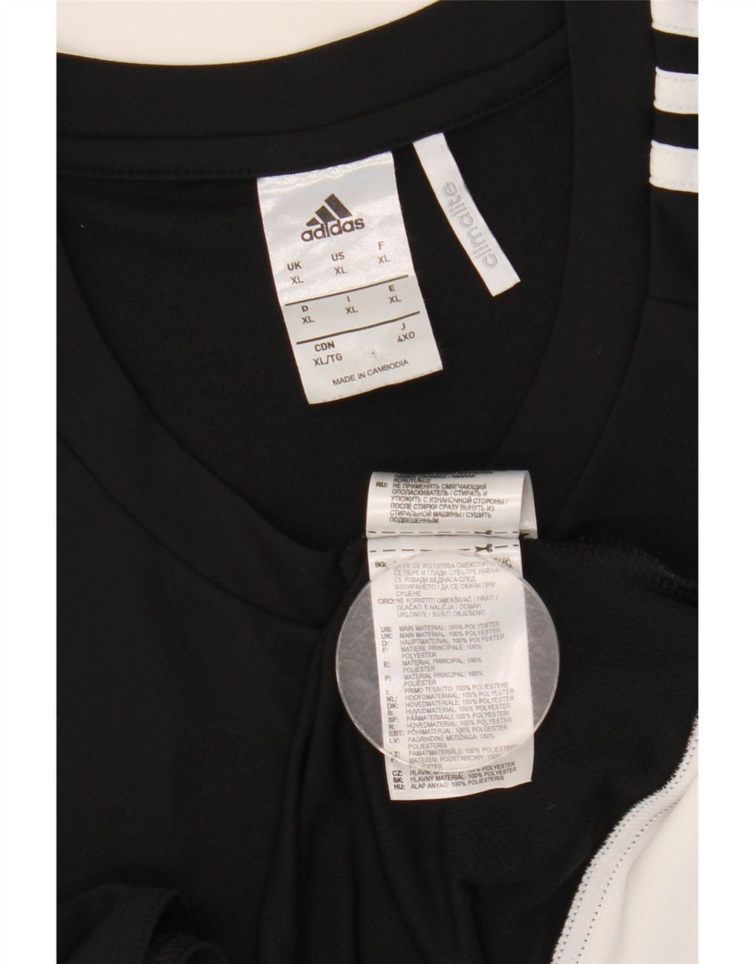 Adidas Climalite T-Shirt Top XL Noir Colorblock Polyester