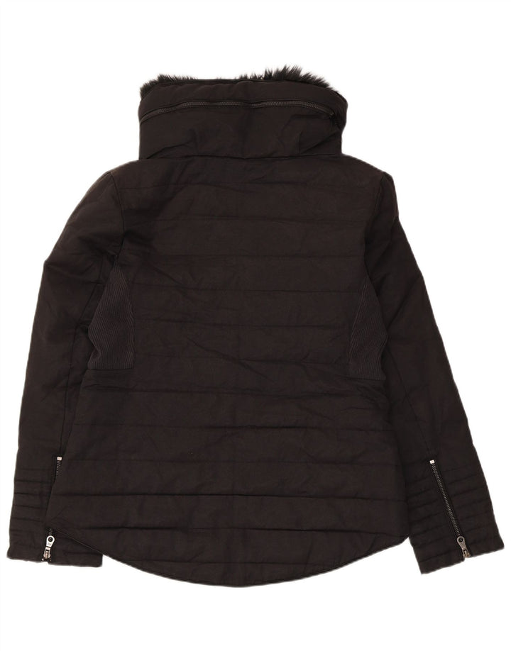 MINT VELVET Veste rembourrée pour femme UK 12 Coton noir moyen