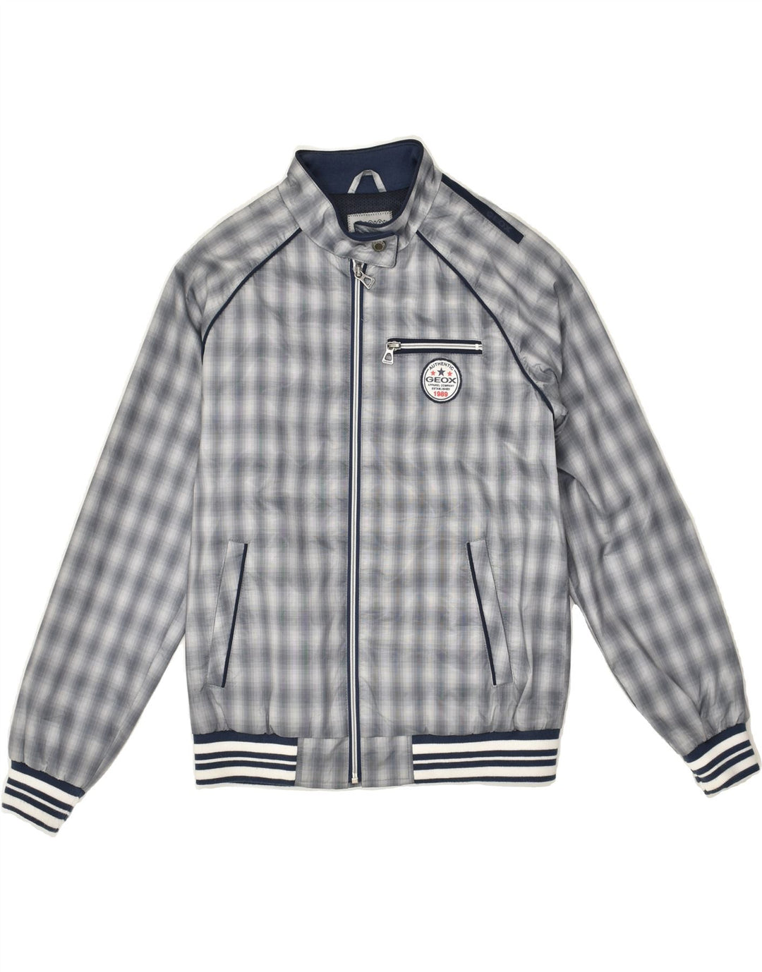 GEOX Boys Bomber Jacket 11-12 Years Grey Check Polyester | Vintage Geox | Thrift | Second-Hand Geox | Used Clothing | Messina Hembry 