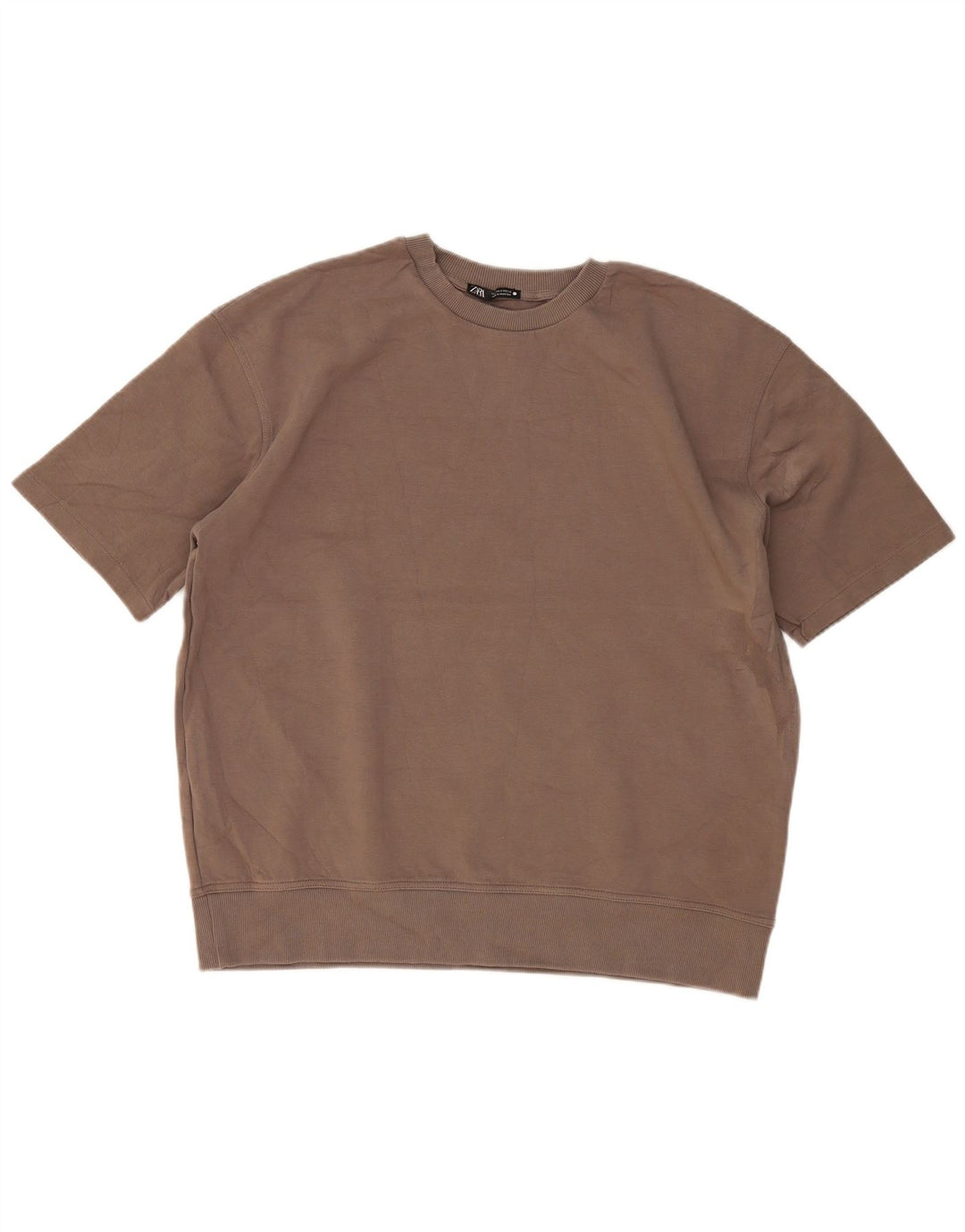Zara Sweat-shirt surdimensionné à manches courtes pour femme UK 14 Beige moyen