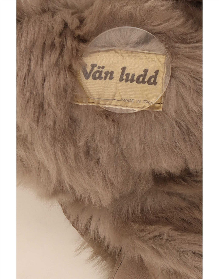 manteau en peau de mouton vintage femme UK 16 Grand Brun