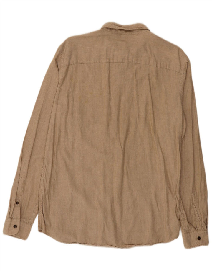 JACK & JONES Mens Shirt Large Beige Cotton