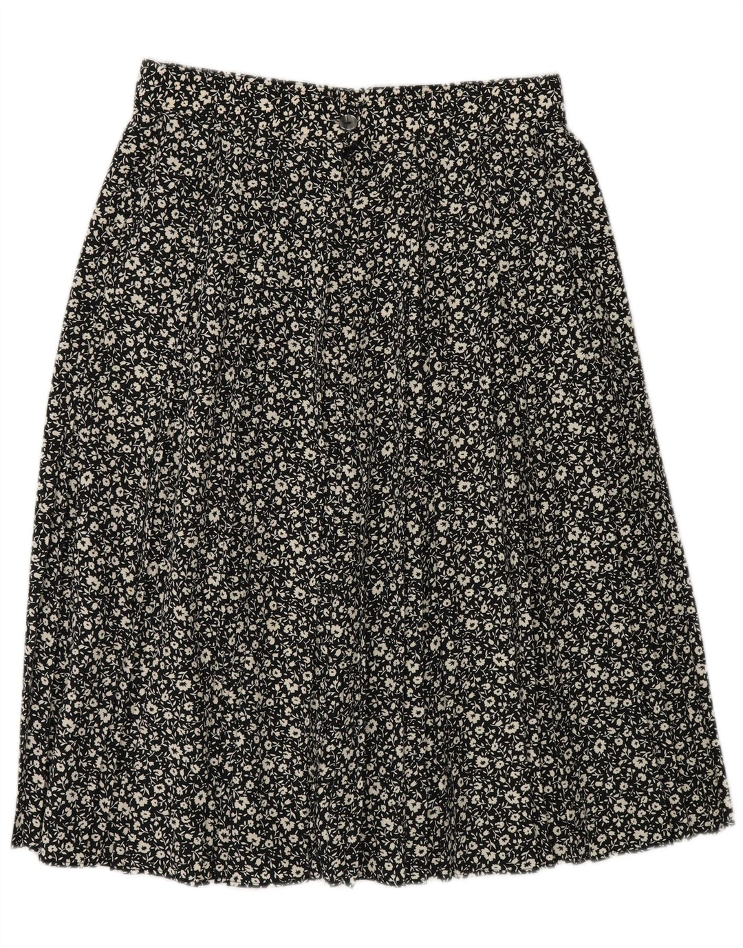 St Michael Jupe trapèze pour femme UK 16 Large W30 Noir Floral Polyester