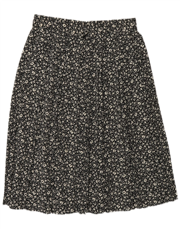 St Michael Jupe trapèze pour femme UK 16 Large W30 Noir Floral Polyester