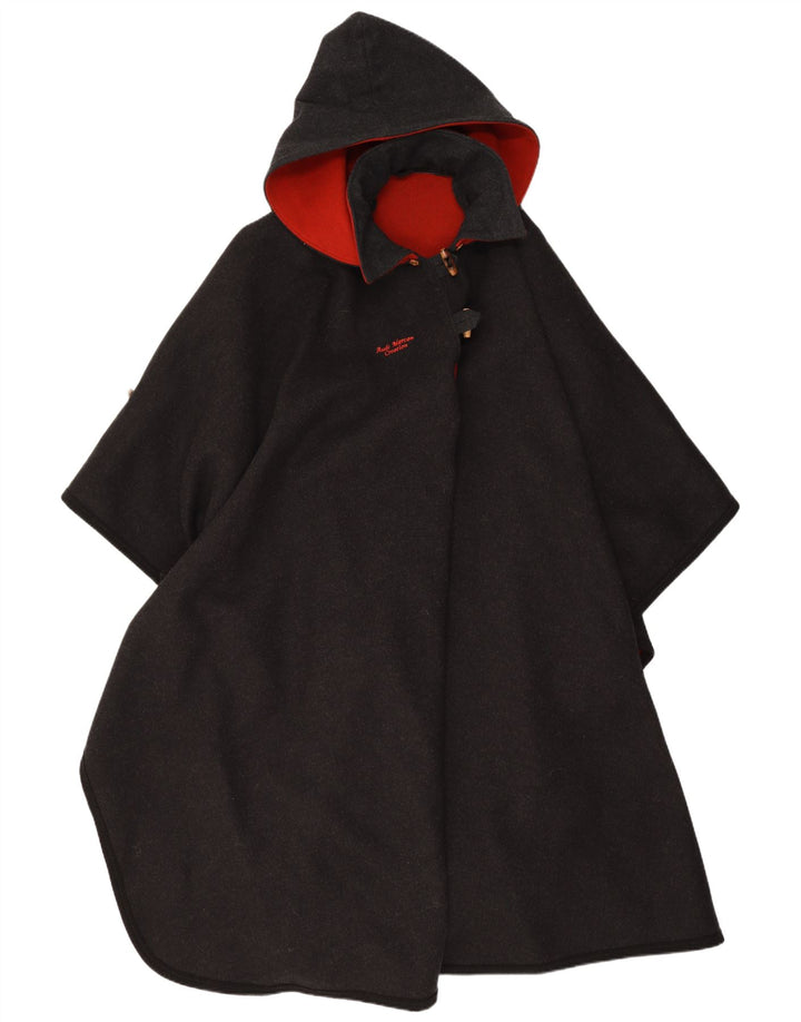 Manteau Cape à Capuchon Vintage Femme Taille Unique Gris