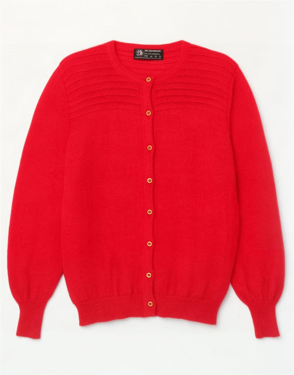 vintage Femme Pull Cardigan surdimensionné UK 14 Mohair Rose Moyen