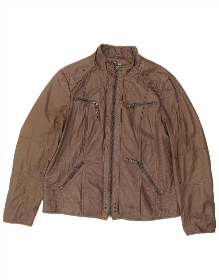 Canda Veste en cuir courte pour femme UK 16 Large Marron
